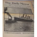 Titanic and WW2 interest; A small collection of vintage newspapers, including two copies of The