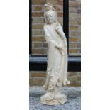 A late 19th cent chinese ivory figure of Guanyin signed to base