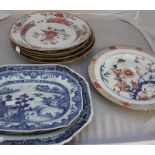 A collection of larger 18th century Chinese plates/chargers and meat plates (8) **condition with