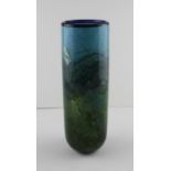 An Ironbridge studio "Horizon" blue glass vase by Jonathan Harris, base engraved "Jonathan Harris,
