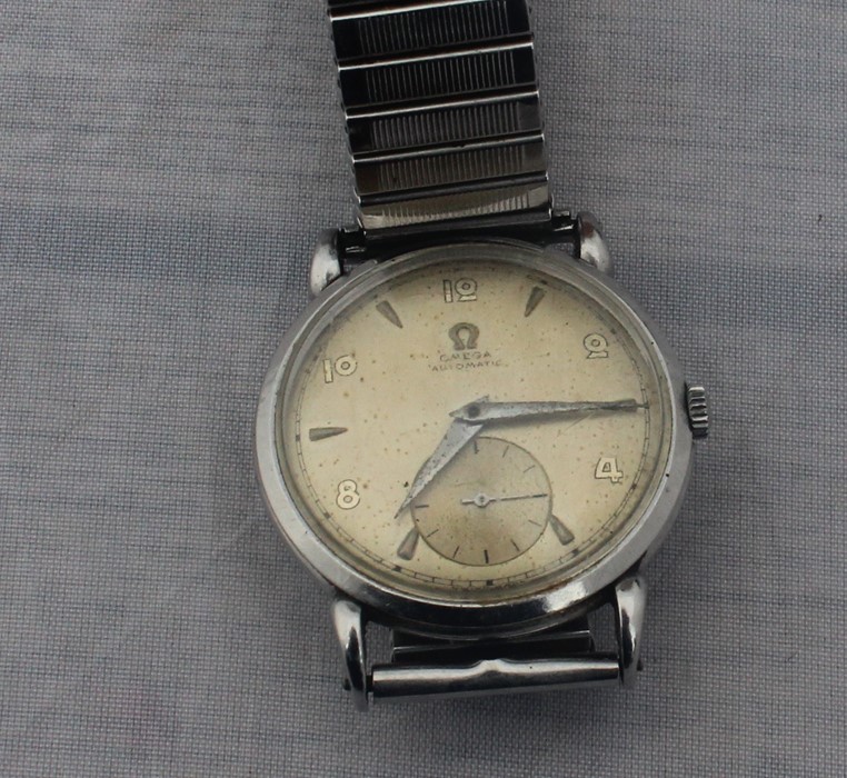 An Omega Automatic stainless steel gentleman's wrist watch, "bumper" movement, having signed