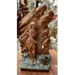 French, plaster statue of Andromeda in Art Nouveau style, 70 cms high approx A/F