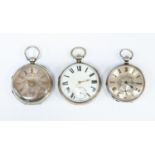 Three silver keywind pocket watches