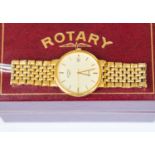 A gents gold plated Rotary, bracelet links, along with spare links, and original box and receipt