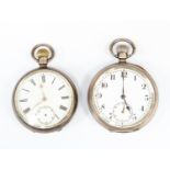Two silver crown winding pocket watches