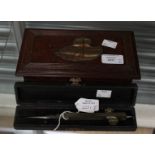 GAP Naval interest: An Oak box with a copper plate on lid inscribed  "Victory 1805". Complete with a