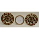 Two Royal Crown Derby 1128 Imari dinner plates, along with another all second quality