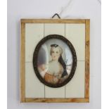** WITHDRAWN - AWAY  058c VENDOR COLLECTING  lu**Small Dutch painting on Ivory of a Georgian lady in