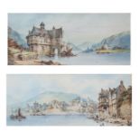 Neil Stuart Crichton (British, fl.1888-1889), river scenes, a pair, both signed, watercolour, 17.5