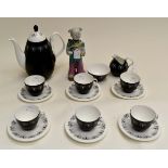 A painted Chinese figure (AF) and a Domino Foley china coffee set designed by Hazel Thumpston (16)