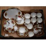 Royal Albert Old Country Roses; comprising tea cups, saucers, cream jug, cake stand, side plates,