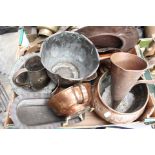 A parcel of assorted Arts & Crafts and other copper wares (one box)
