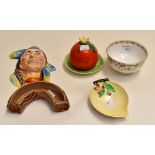 A group of 20th Century ceramics including a Carlton Ware pin tray and orange preserve pot and