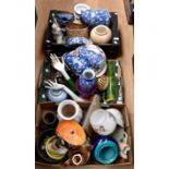 Collection of 20th Century ceramics and glass wares including blue and white bowls, vases etc