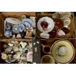 20th Century ceramics including blue and white plant vases, tea/coffee wares, figures, bowls etc (