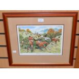 A collection of hand painted hunting pictures by R Allen and Bob Farndon