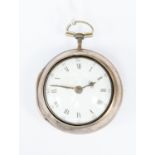 Charles Dale of Atherstone, a George III silver pair cased pocket watch, 4cm enamel Roman dial,