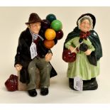 Mid 20th Century Royal Doulton figures Sairey Gamp and the Balloon Man (2)