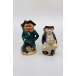 Two Staffordshire character jugs, one of Mr. Pickwick and one of Captain Hook. Size; Mr. Pickwick -