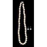 A Freshwater pearl single strand necklace, of contemporary design, fitted with approximately fifty