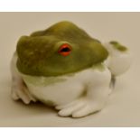 A Royal Worcester netsuke modelled as a Toad, heightened in green, green marks & date code circa