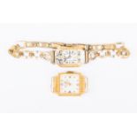 A ladies Ramex 18ct gold small square wristwatch, total gross weight approx 6.8gms,  together with a