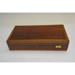 A George III mahogany and boxwood strung casket of rectangular form
