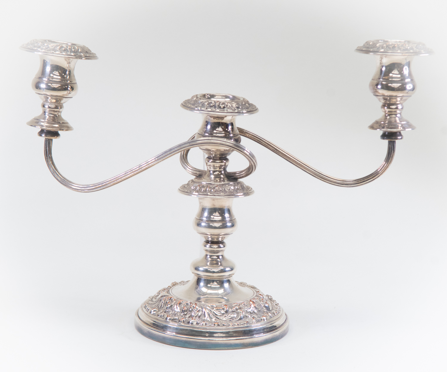 Silver plate candelabra, stamped to base; Silver on Copper, Made in England