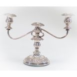 Silver plate candelabra, stamped to base; Silver on Copper, Made in England