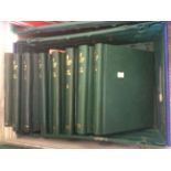 A set of eight Windsor stamp albums and contents, GB to include Mint and used green covers