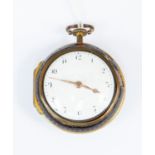 A George III pair cased pocket watch with outer tortoiseshell case, circa 1800, the inner gilt metal