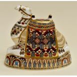 Royal Crown Derby camel paperweight, gold stopper