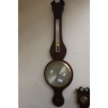 A 19th Century mahogany Borini & Co of Birmingham aneroid barometer, inlaid case