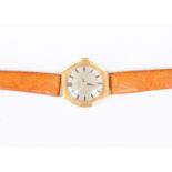 A 9ct gold Universal wrist watch with a leather strap A/F
