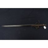 A decorative short sword with 61cm long double edged blade. Wire bound grip. Overall length 75cm. No