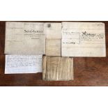 Collection of four vellum indentures to include an example from 1646 between William Colmore of