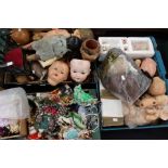 Collection of assorted doll parts including a selection of costume dolls (3 boxes)