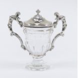 A silver topped and crystal preserve jar, French silver, maker Alphonse Debain, mark showing a