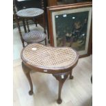 Early 20th Century kidney shaped piano stool and a whatnot along with an early print