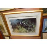 David Shepherd print, 'Mountain Gorillas of Rwanda', signed and numbered, framed and glazed.