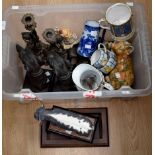 Lot containing mixed items to include ceramics, brass statues etc (Q)