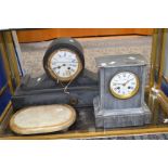 Two late 19th early 20th Century slate mantle clocks A/F