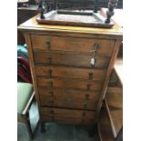 ****SPINDLE BACK CHAIR HAS BEEN WITHDRAWN FROM THIS LOT*** Early 20th Century oak eight drawer music