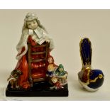 Royal Doulton HN1264 Judge & Jury (AF) along with Royal Crown Derby robin paperweight with gold