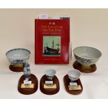 Five items of 17th to early 19th Century Chinese shipwreck blue and white china vessels, to