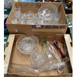 Collection of 20th Century glass wares including vases, bowls and decanters