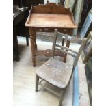 Pine Victorian chair and pine Victorian wash stand