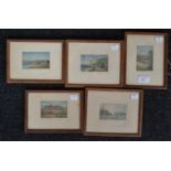 A collection of five etchings by the artist Claude Rowbotham, all framed and signed