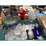 A parcel of assorted glasswares, to include cut glass, flashed glass, decanters, moulded