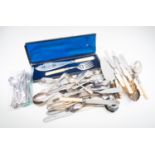A collection of silver plated cutlery, quantity, together with assorted stainless steel cutlery (1